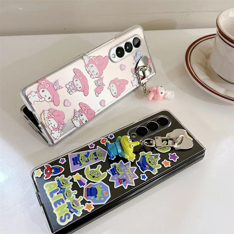 Чехол для телефона Kawaii Sanrio Kuromi My Melody с подвеской для Samsung Galaxy ZFold 4 Zfold 5 Z Fold 3 2