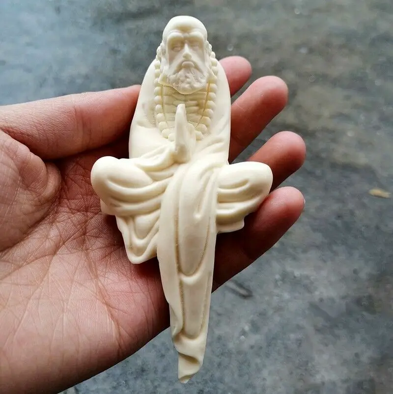 Buddha Statue Decor Tagua Nut Bodhidharma Master of Zen Arhat Dharma