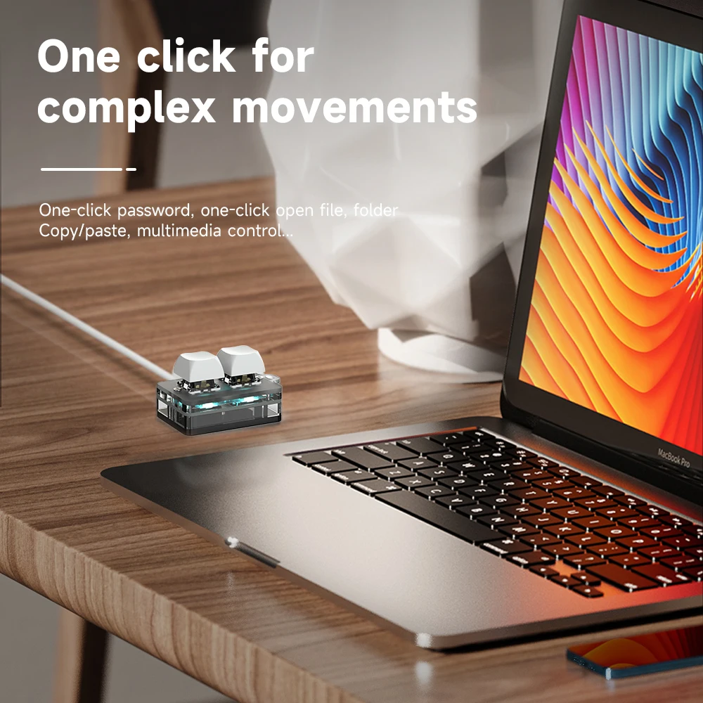 RGB 2 مفاتيح ماكرو برمجة لوحة مفاتيح صغيرة لألعاب فوتوشوب Hotswap برمجة لوحة المفاتيح نسخة لصق زر صغير Macropad