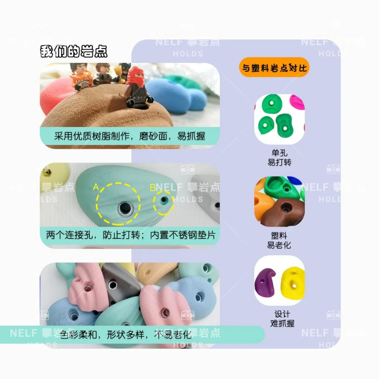 Resin Climbing Holds Wall Grips Mounting Bolt Rock Climbing Modules Indoor Outdoor Handholds