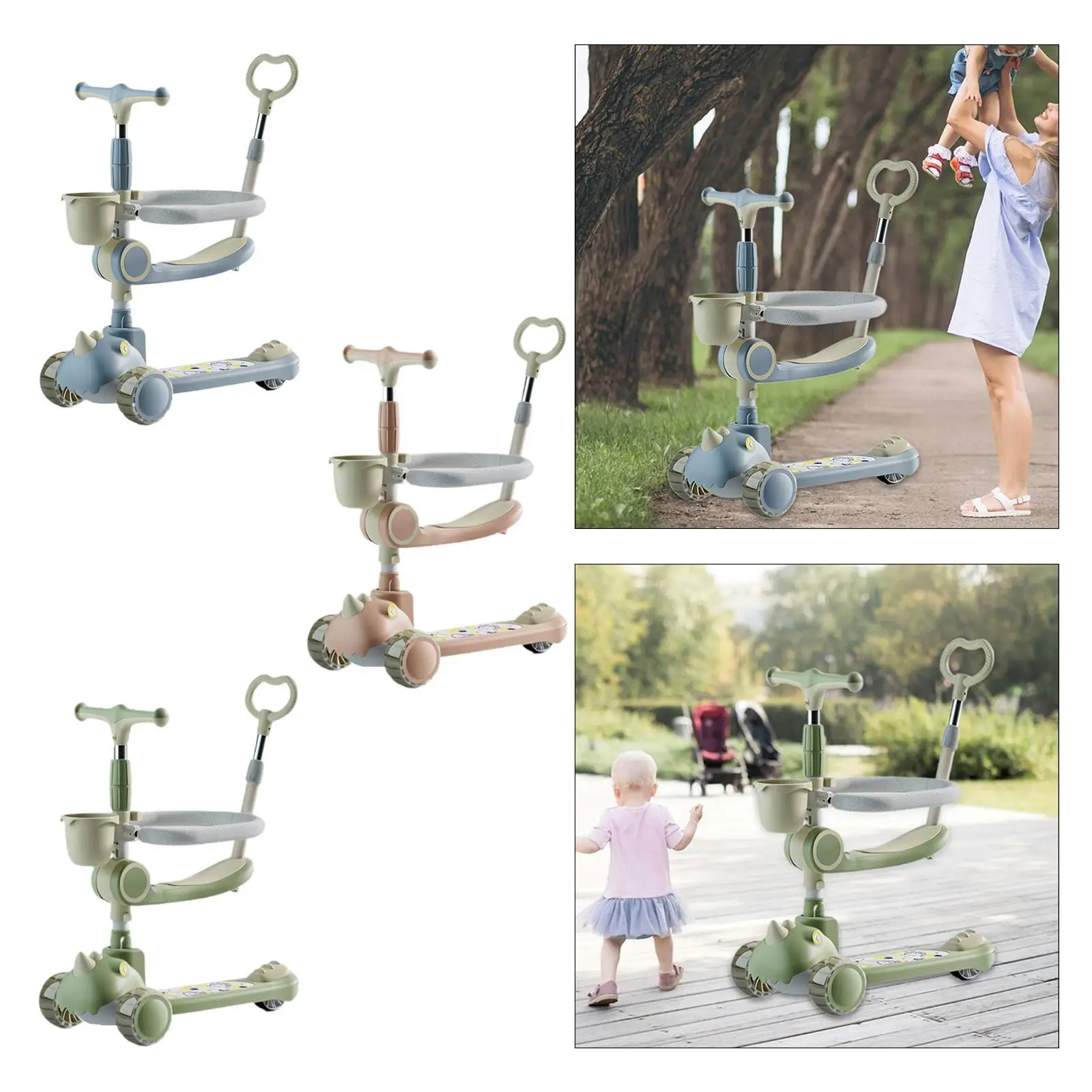 Patinete Infantil de 3 Ruedas, Patinete con Altura de Manillar Ajustable, Patinete de Equilibrio para Niños, Regalos para Niños