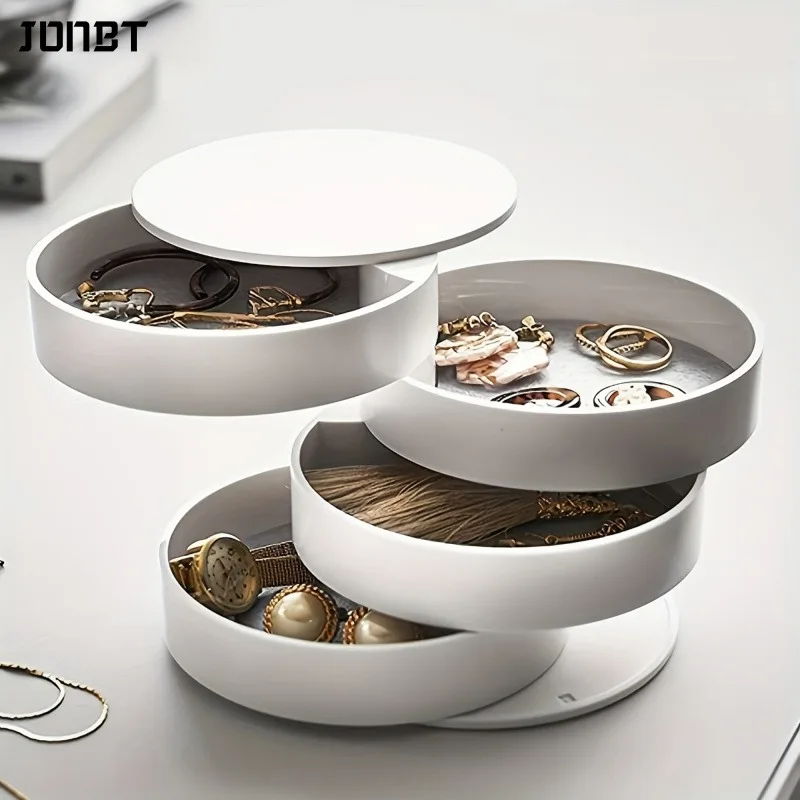 

Rotating Multi-layer Desktop Storage Box Hair Accessories Jewelry Makeup Organizer With Lid Dustproof Jewelry Storage Boxes