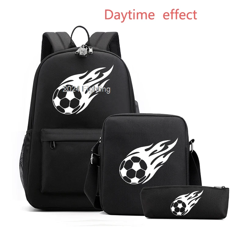 Luminous HOT Football Backpacks USB Teens Simple Capacity Laptop School Bags Women Men Rucksack Travel Mochila With Shoulder Bag