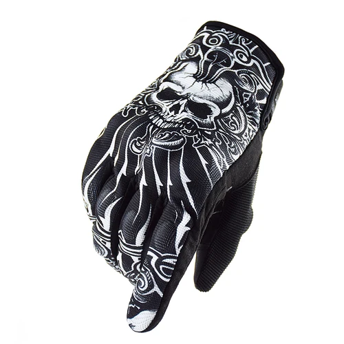 Imagen 2 del producto VEMAR guantes de motocicleta para hombre, guantes Vintage para motocicleta con pantalla táctil, calavera, guantes de verano para Motocross, MTB, ciclismo Retro