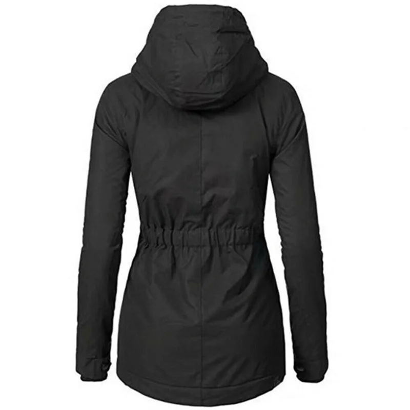 Abrigo de Otoño Invierno para mujer, Chaqueta larga gruesa de felpa Lisa cálida para senderismo al aire libre, Parka informal a prueba de viento con