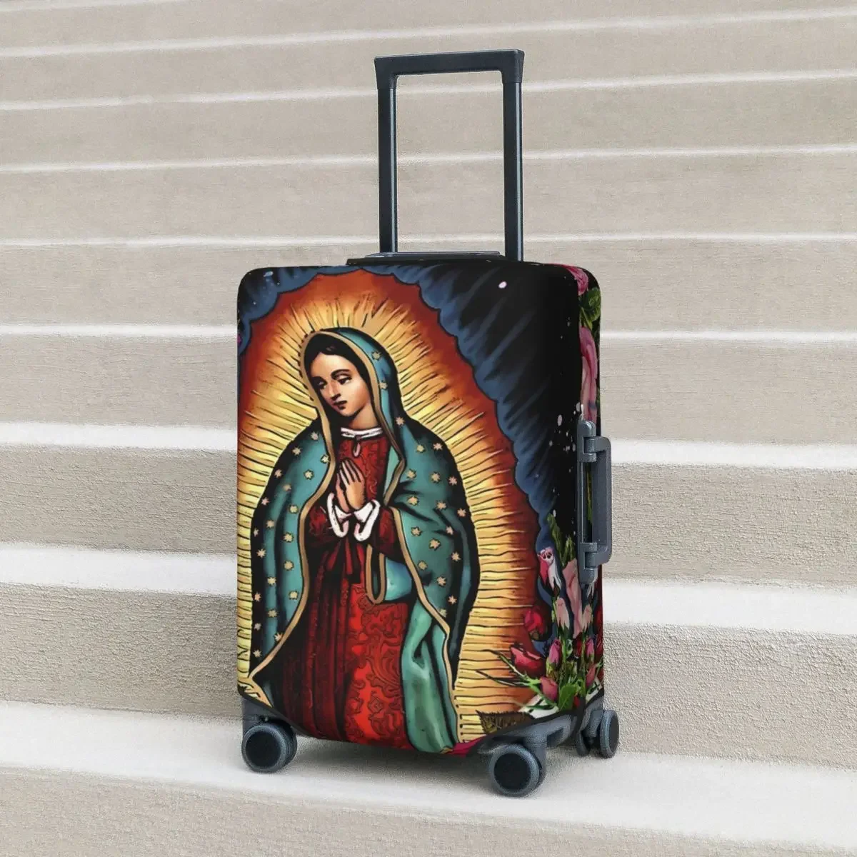 Virgin Mary Love Suitcase Cover Mexico Christian Gifts Travel Holiday Practical Luggage Supplies Protection