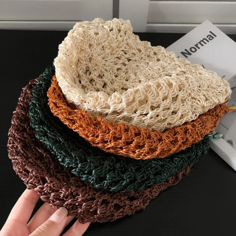 Böhmischer Ethno-Stil Anhänger Handgestrickter Hohlstrick-Pulloverhut für Frauen Sommer- und Herbstreisen Vielseitige Strickmützen – Detail 6