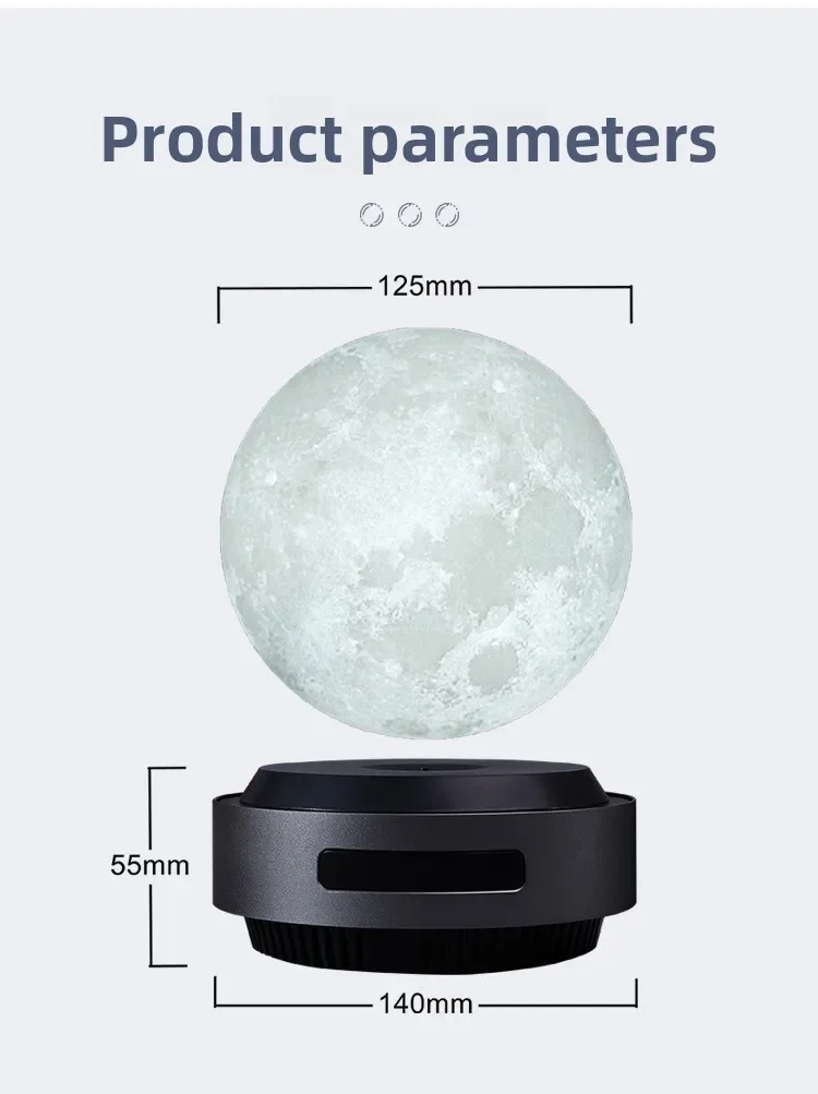 Intelligent upgraded version of magnetic levitation automatic lifting moon light black technology trend goods home ornaments