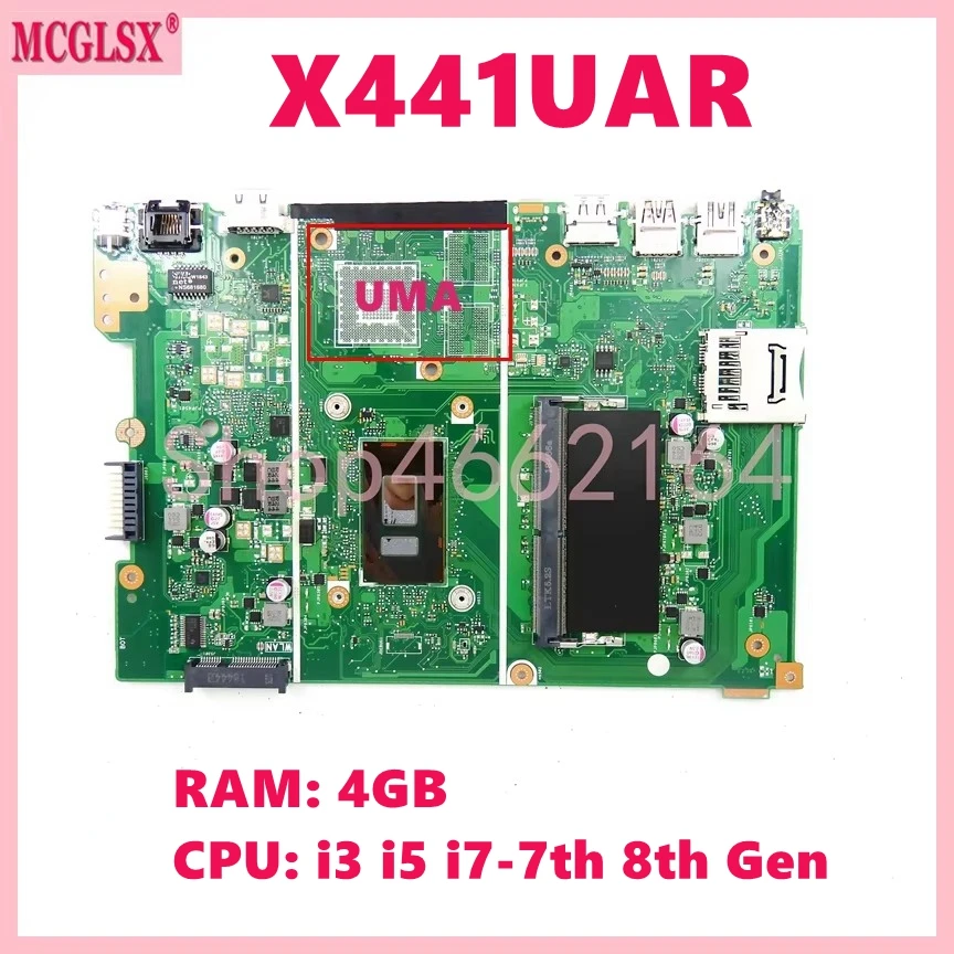 

X441UAR i3 i5 i7-7th 8th CPU 4GB-RAM Mainboard For ASUS X441UV F441U A441U X441UAK/URK X441UA X441UVK X441UB X441UBR Motherboard