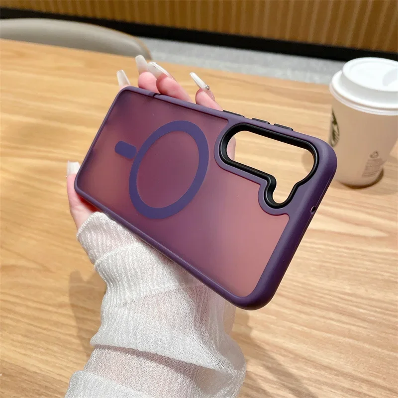 Luxury Matte Antiskid Phone Case For Samsung Galaxy S25 S24 Ultra S23 S22 Plus S20 S21 FE Magsafe Magnetic Wireless Charge Cover image 4