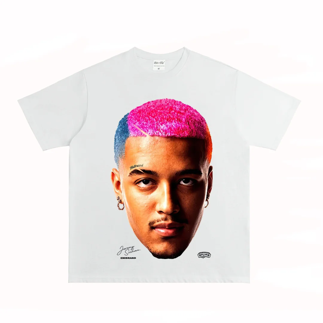 Colorful Large-head Digital Direct-print Short-sleeved Street Retro Small-neck Collar