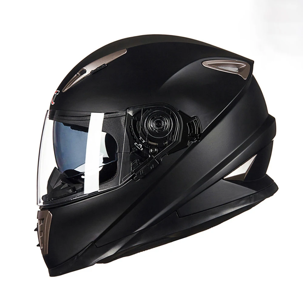 

Matte Black Dark Night Style Motorcycle Helmets Racing Casque Double Visors Dual Lens Motorbike Cascos Para Moto Dot Approved