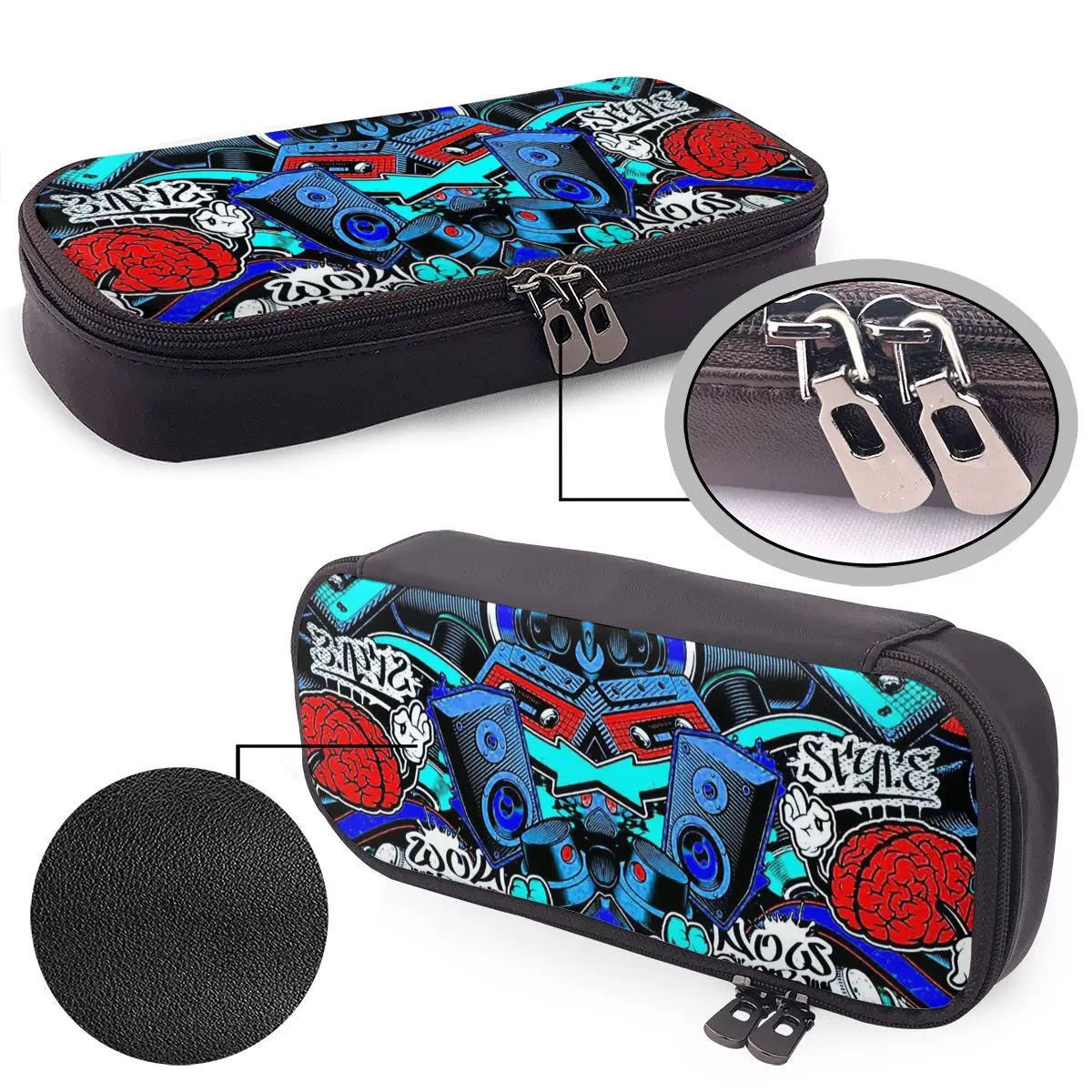 Urban Pattern Hip Hop Graffiti Street Art Leather Pencil Case for Kids Gifts Pen Box Pencil Bag Stationery Supplies