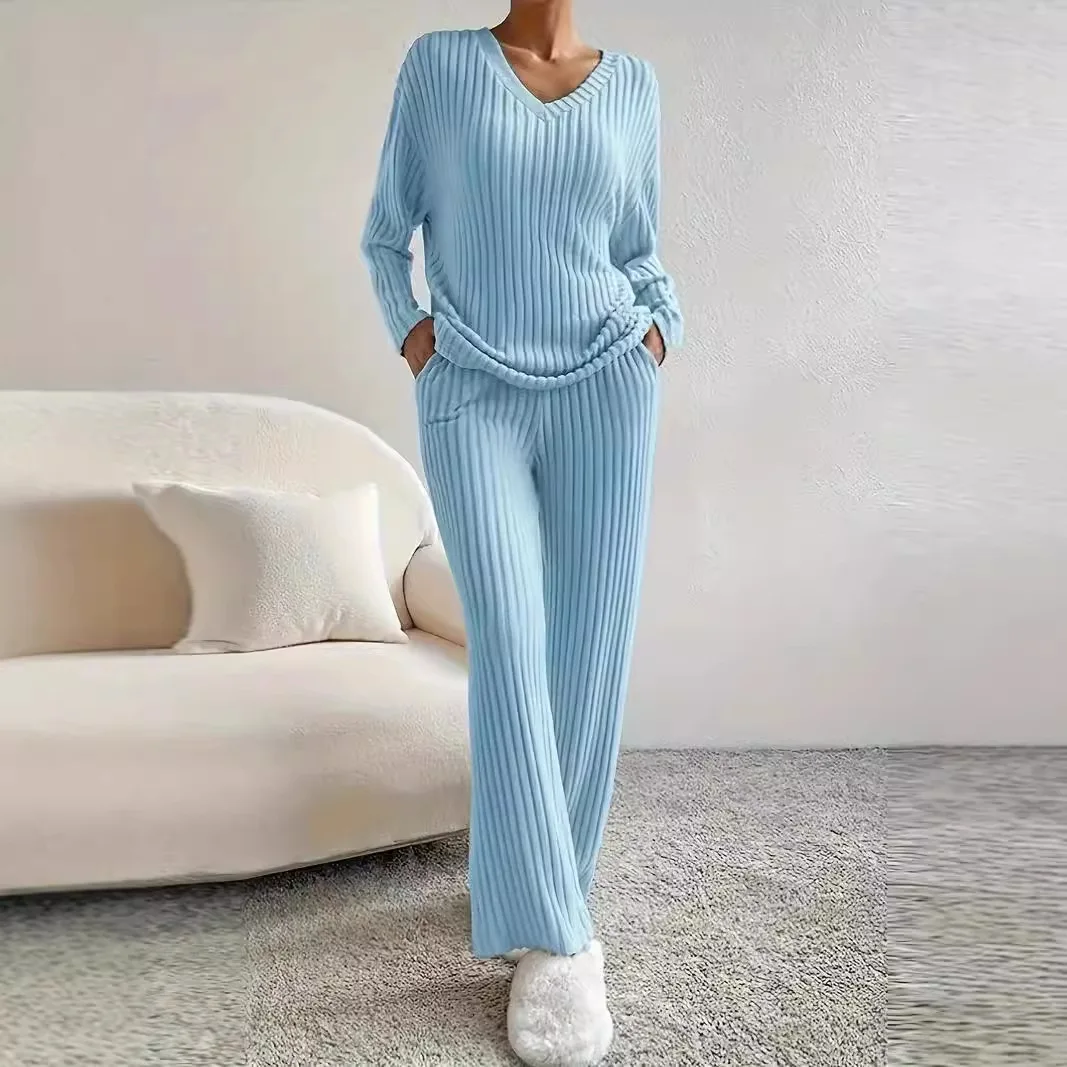 2024 Autumn New Solid Color Elegant Casual Two Piece Hoodie and Wide Leg Pants Set for Women