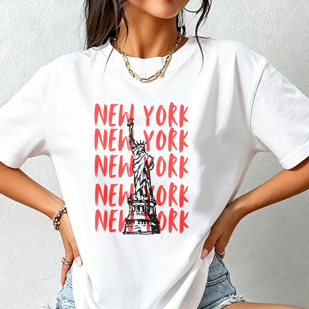 Women Fashion Usa - New York El Yazısı Grafik Tshirt