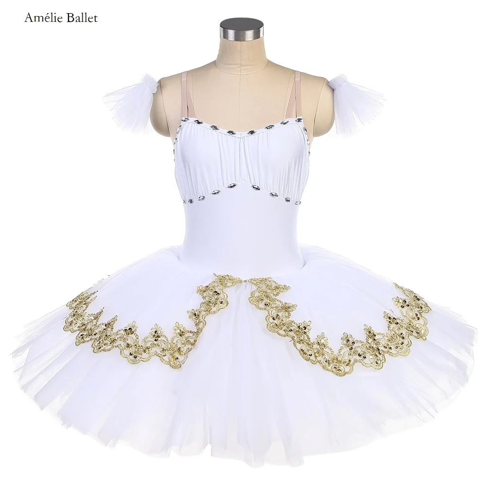 

BLL586 Bell Shape White Spandex Pre-professional Ballet Tutu for Women & Girls Ballerina Stage Performance Dance Dress