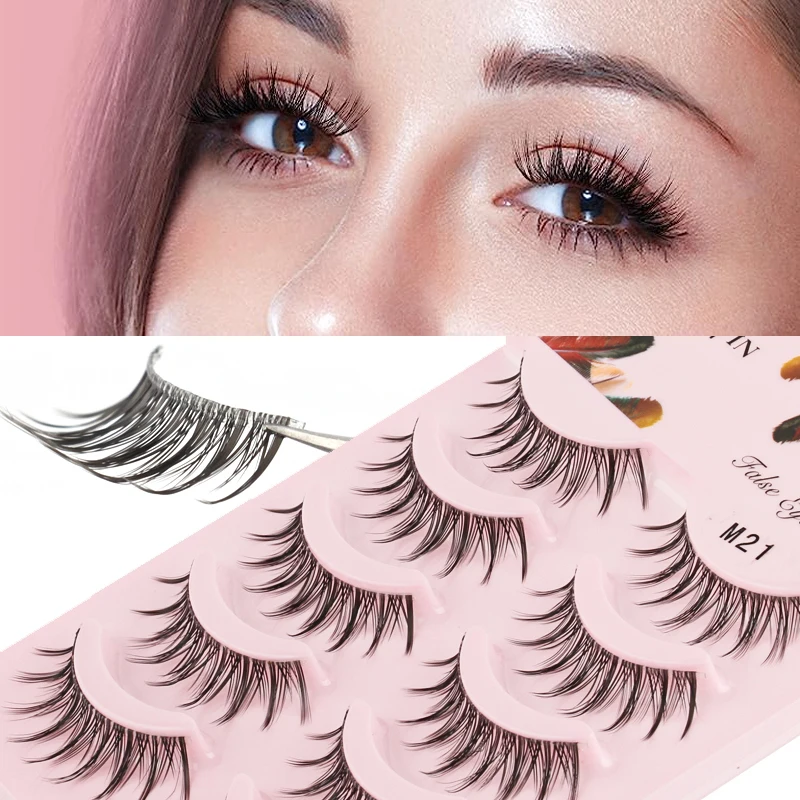 Natural Faux Eyelash 3/5/10 Pairs Manga Style Lashes Long Mink Eyelashes Tail Sharpening Fake Lashes Transparent Slender Stem