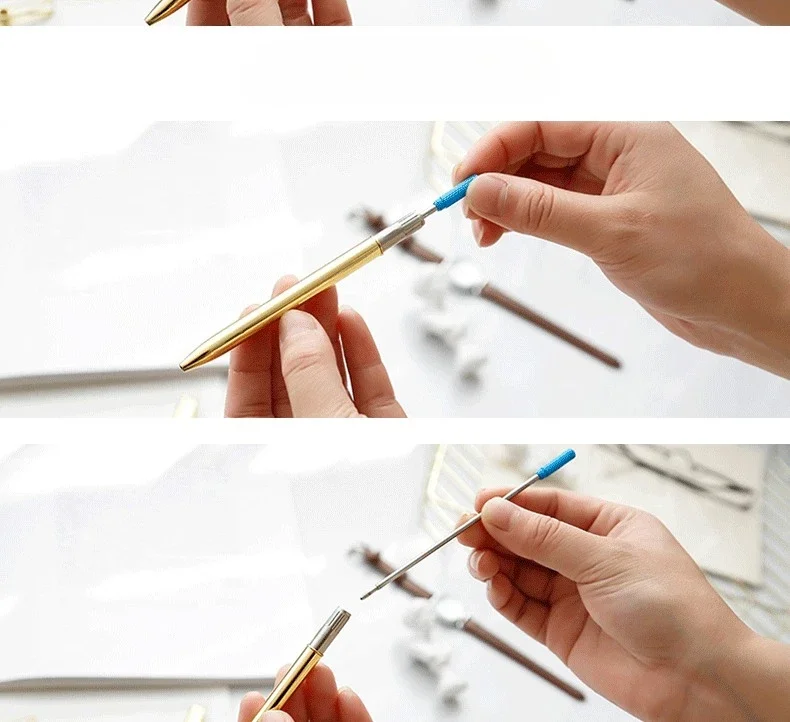 Metall-Kugelschreiber, schwarze Tinte, schlanker, leichter, glatter Schreibstift, für Business, Büro, Lehrer, Studenten, Hochzeitsgäste – Detail 5