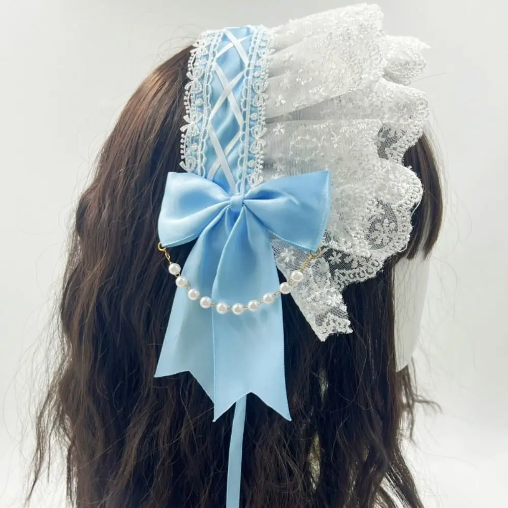 

Creative Sweet Lolita Lace Headband Ribbon Bow JK Ruffled Hairband Hair Accessories Kawaii Maid Cosplay Headdress Party