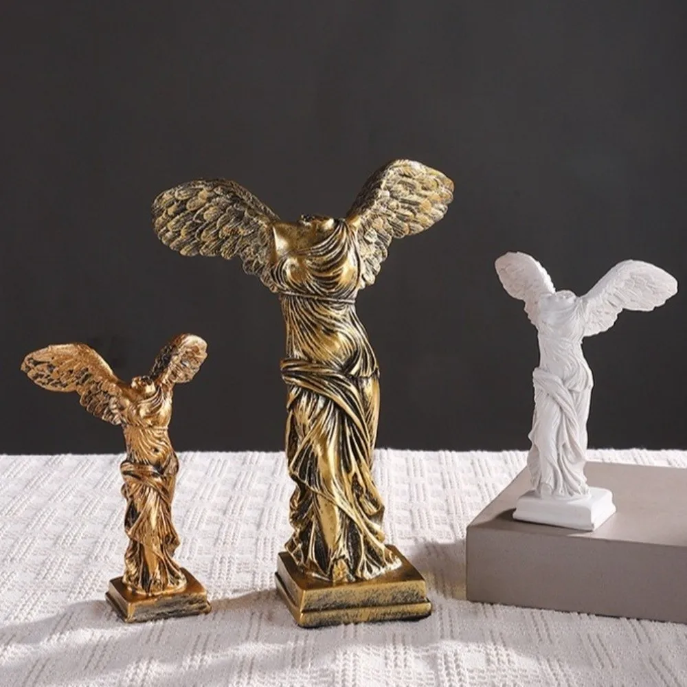 Creative Desktop Retro Greek Statue With AntiSlip Pad Home Decoration Angel Wing Art Statue Victory Goddess Statue Living Room