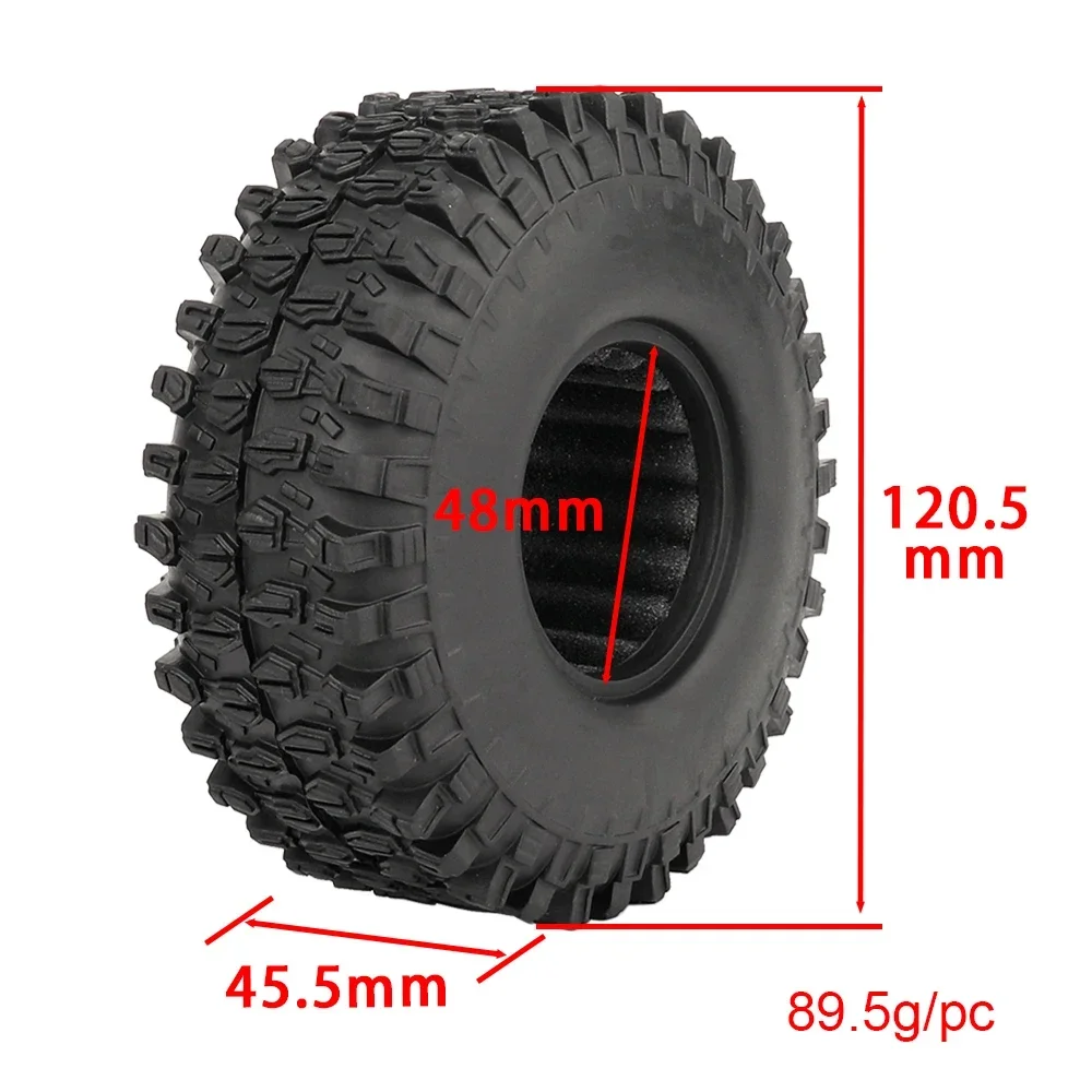 1/4p 1.9 Inch 110-125mm Rubber Tire For 1/10 RC Rock Crawler D90 D110 AXIAL SCX10 II III CAPRA TRX4 TRX6 RGT Gen8 1.9\