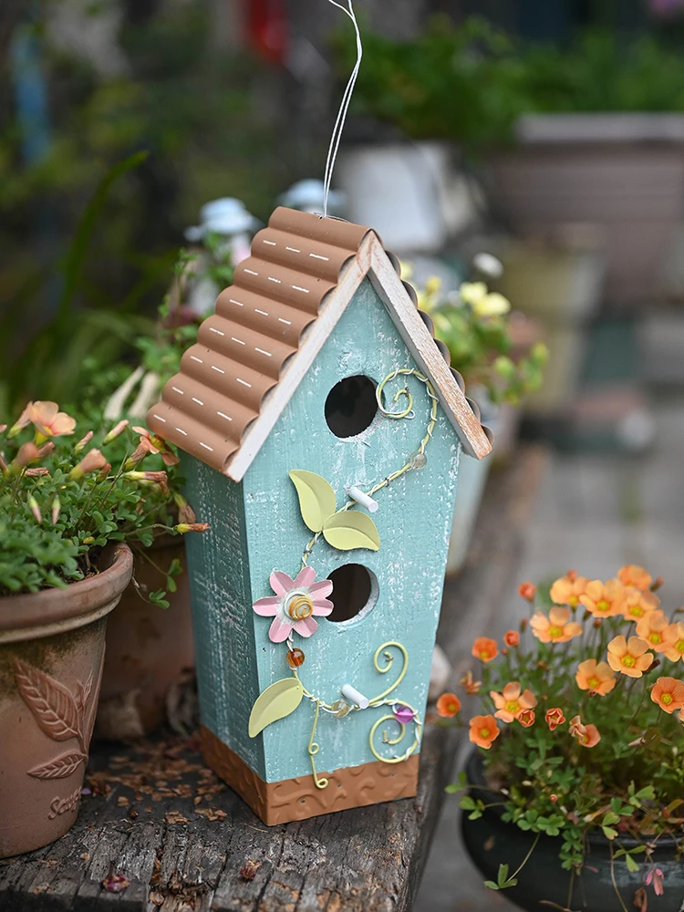 

American Rural Pastoral Style Bird House Bird Nest Garden Outdoor Courtyard Decoration Set Balcony Creative and Simple Decoratio