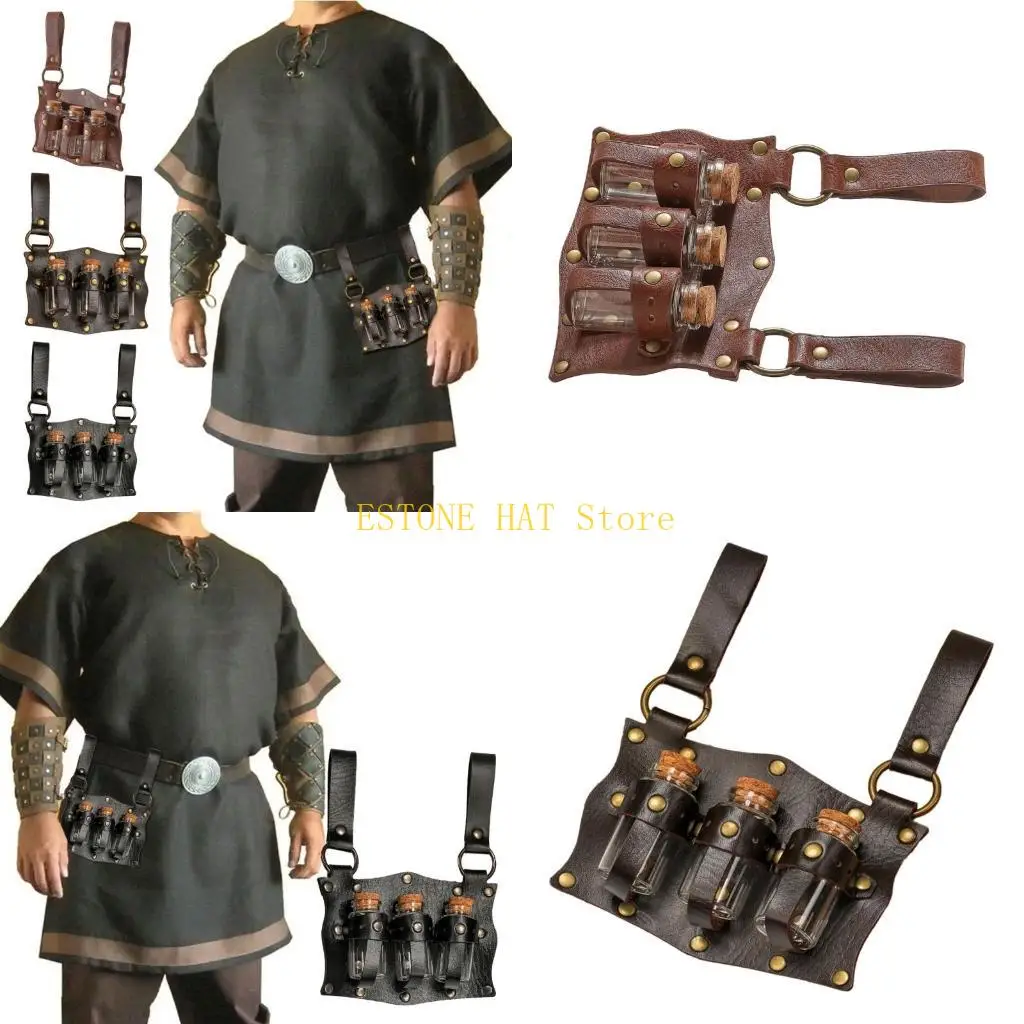 49MF حامل جرعة من العصور الوسطى Cork Potion Bottion Cosplay Cosplay Cosplay الحزام التاريخي لعصر النهضة ولعب الأدوار الخيالية