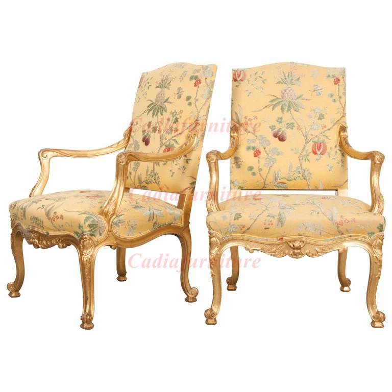 

Antique Classic Furniture Hand Made Wooden Frame Arm Chair Velvet High Back Accent Chair