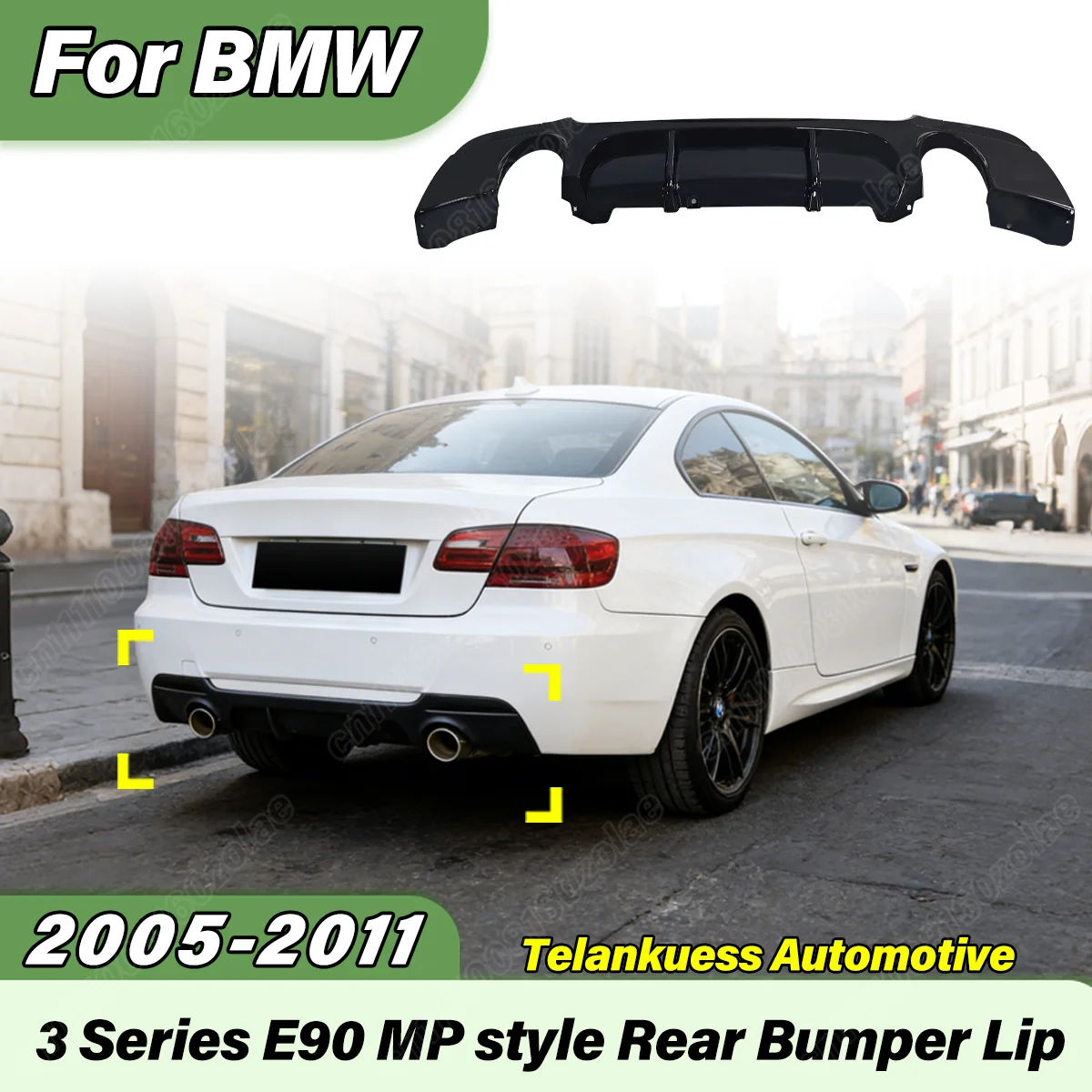 For BMW 3 Series E90 2005 2006 2007 2008 2009 2010 2011 Car Rear Bumper Diffuser MP Style Rear Lower Lip Body Modification Kit