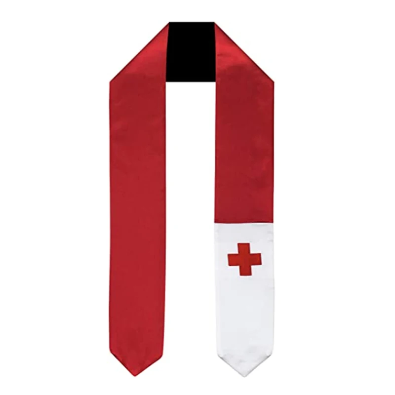 

Tonga National FLAG scarf Graduation Sash 180*14cm Customized Bachelor Gown Accessory Graduation Stole Ribbon