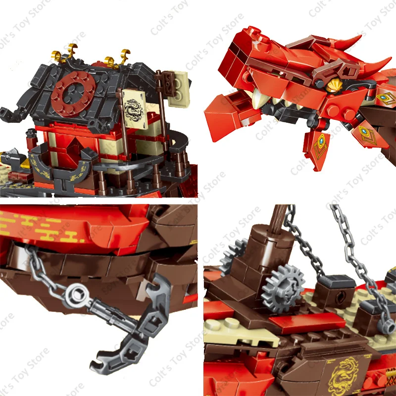 NEW Ninja Legend Destiny Bounty Dragon Boat Building Blocks Ship 71705 Classic Anime Kai Zan Lloyd Jay Model Bricks Kid Toy Gift