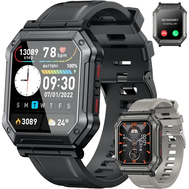 

Smart Watch for Men Fitness Tracker: (Make/Answer Call) Bluetooth Tactical Military Smartwatch for Android Phones iPhone Outdoor