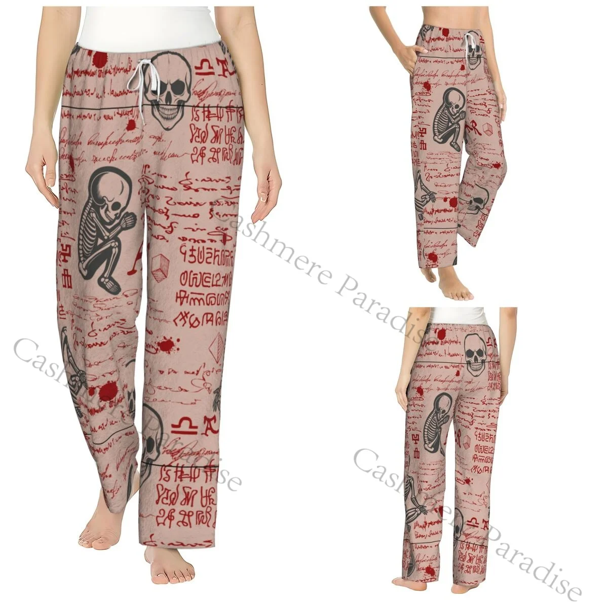 

Skull Women Sleep Pants Warm Flannel Lounge Pants for Winter Nights