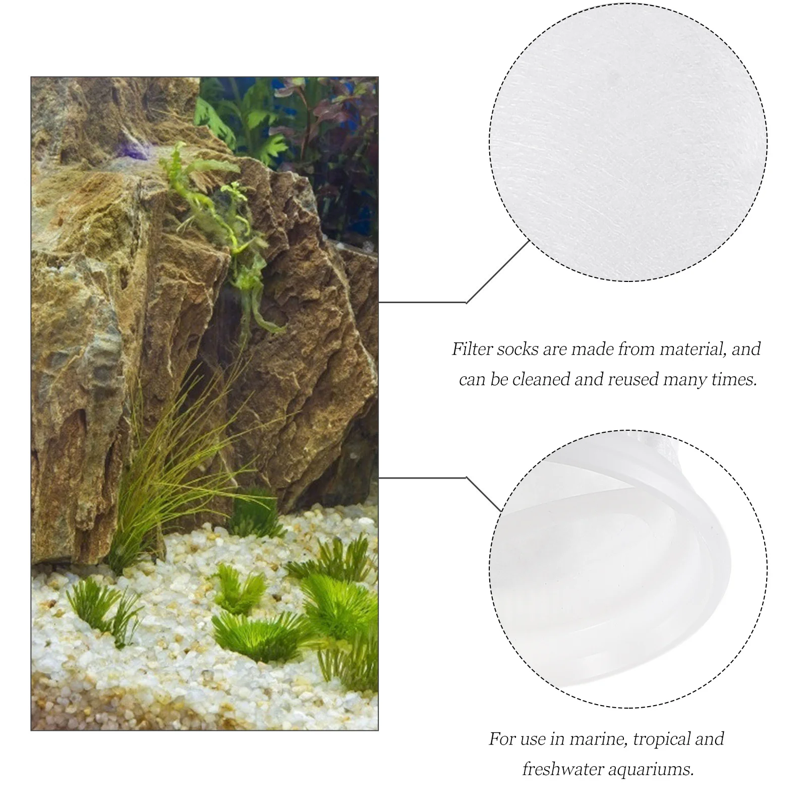 

2pcs Filter Socks 200Um Reusable Aquarium Filter Bags For Fish Tank Freshwater Marine Tropical Trapping Debris Dust Waste