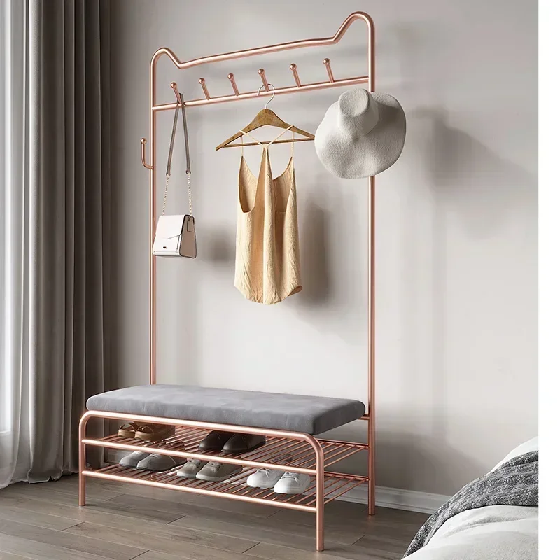 Innovative Hanging Clothes Rack  Door Storage Solution for Shoes and CapsIndoor Space Saving Shoe Stool Design Combining