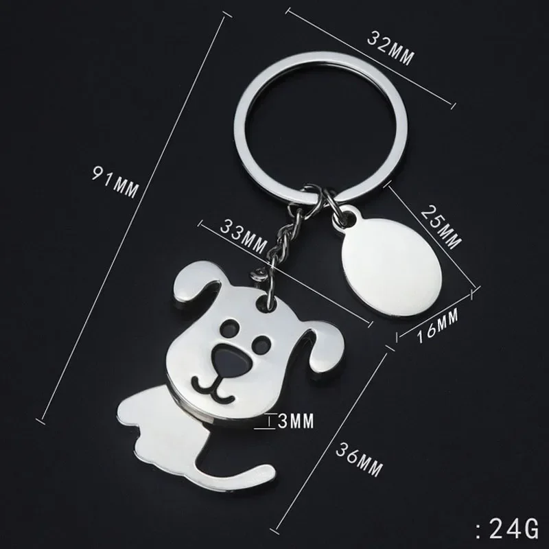 Cartoon cute cat dog keychain creative fashion student backpack pendant gift car keyrings