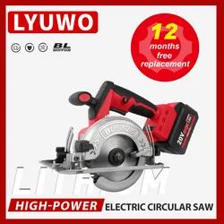 LYUWO Lithium Electric Circular Saw, Rechargeable Household Hand Push Saw, Multifunctional Circular Saw Cutting Machine Tool