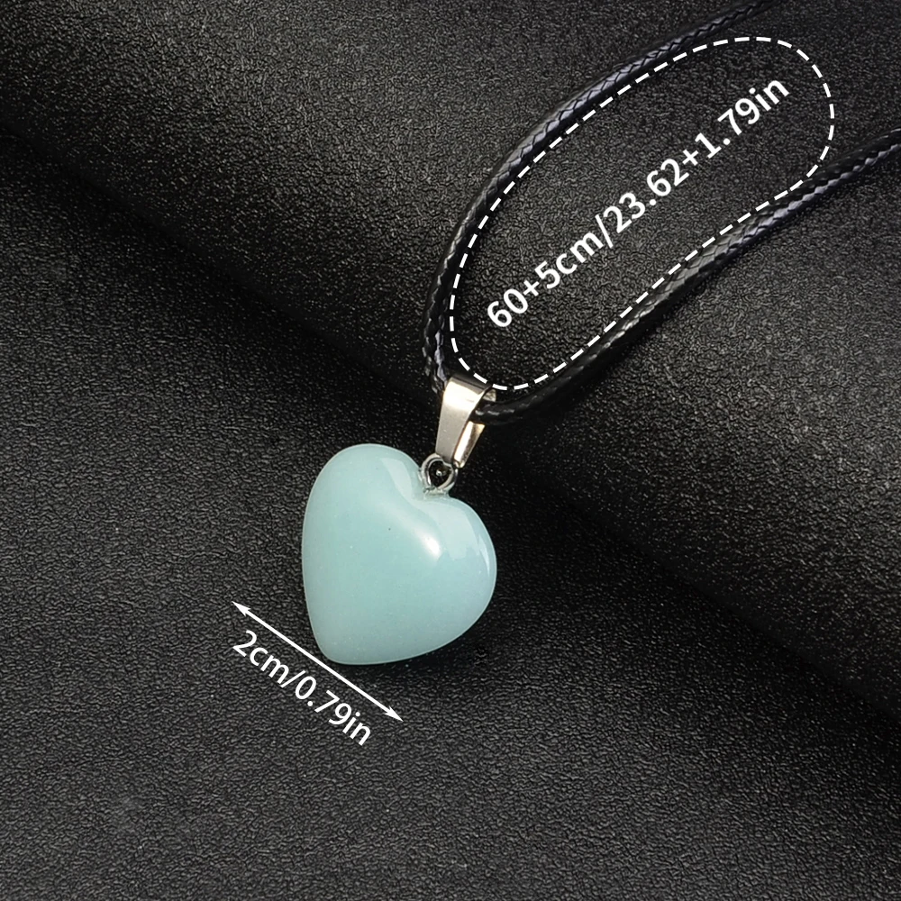 دلايات على شكل قلب أنيقة عشوائية ، قلب شاكرا مختلط الألوان ، كريستال من الحجر الطبيعي ، قلادة بدلاية متعددة الألوان ، 20 + #6