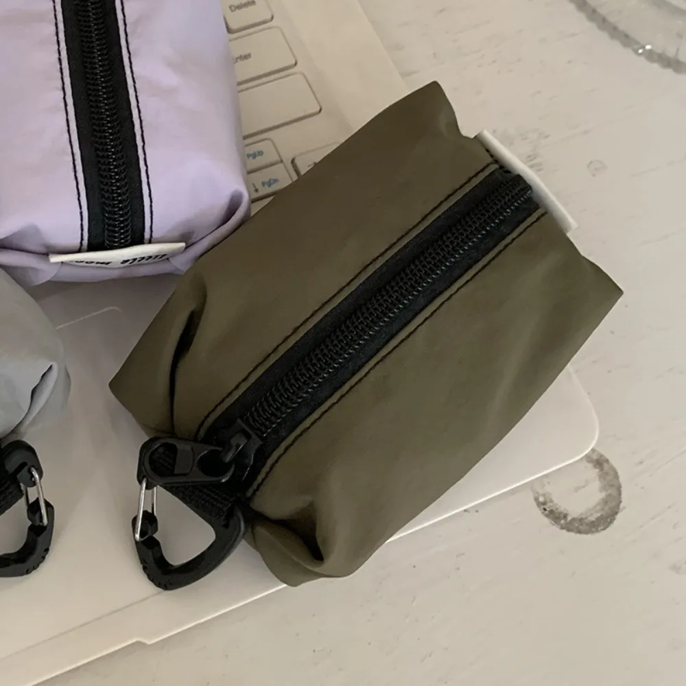 

Sweet Portable Nylon Cloth Coin Purse Solid Color Korean Style Zipper Small Item Bag Large Capacity Soft Cosmetic Bag Earphone