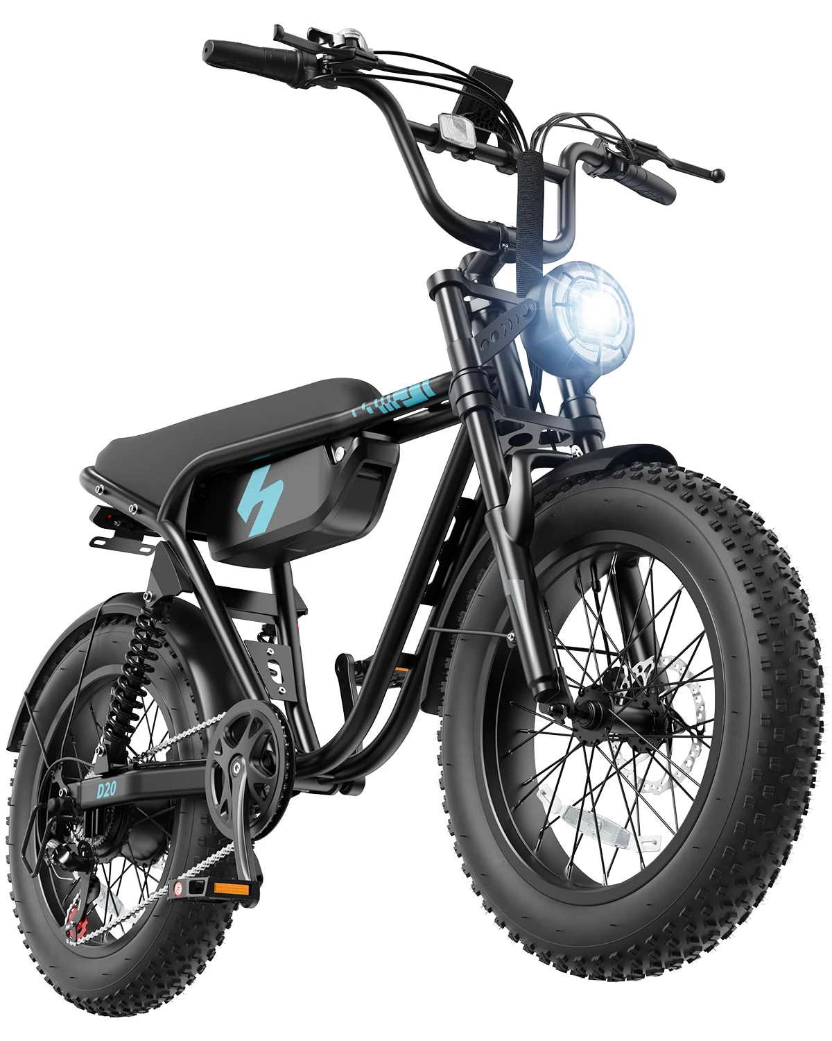 Hopepeak D20 Electric Bike, 20" Fat Tires Electric Mountain Bike, 1800W Peak Motor 48V 15.6Ah, 28 MPH 75Mi Range Off-Road Ebike with Full Suspension image 2