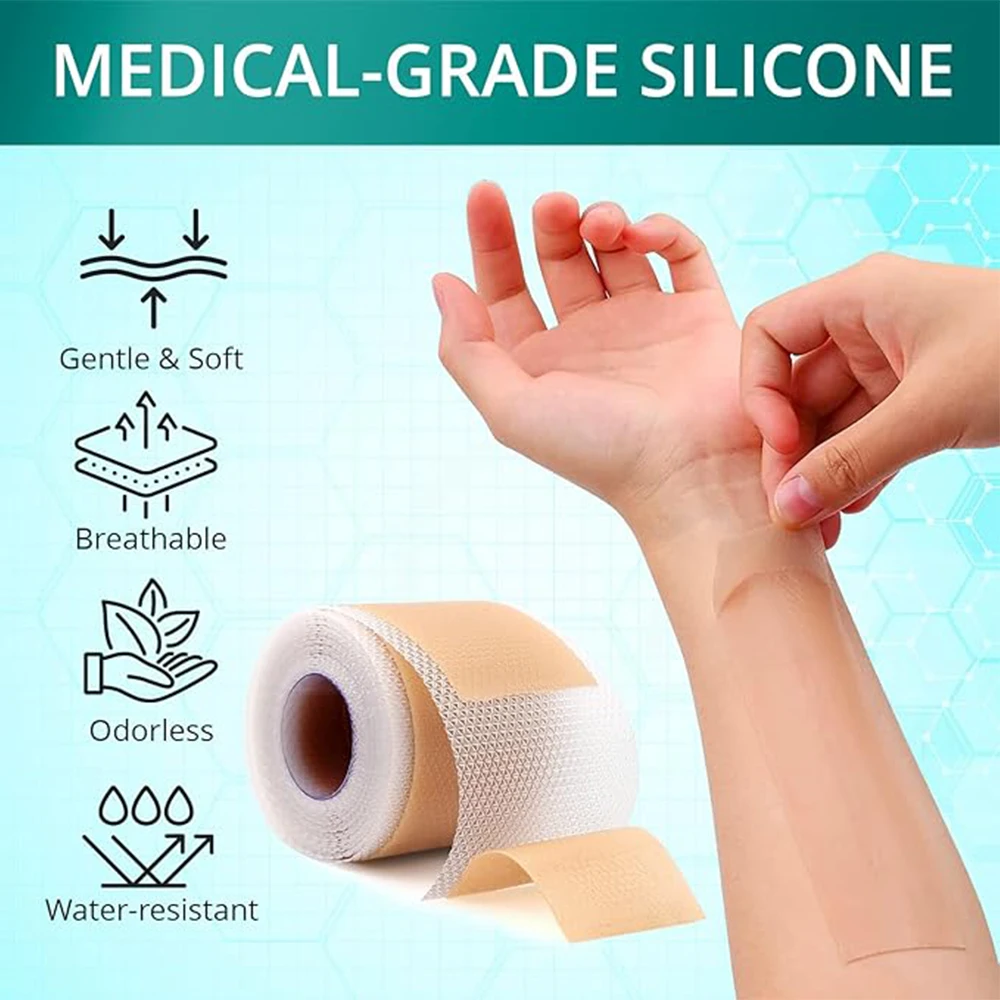 Silicone Scar Tape Roll Strips Reusable Scar Removal Sheets Scar Strips for Keloid C Section Surgery Burn Keloid Acne et