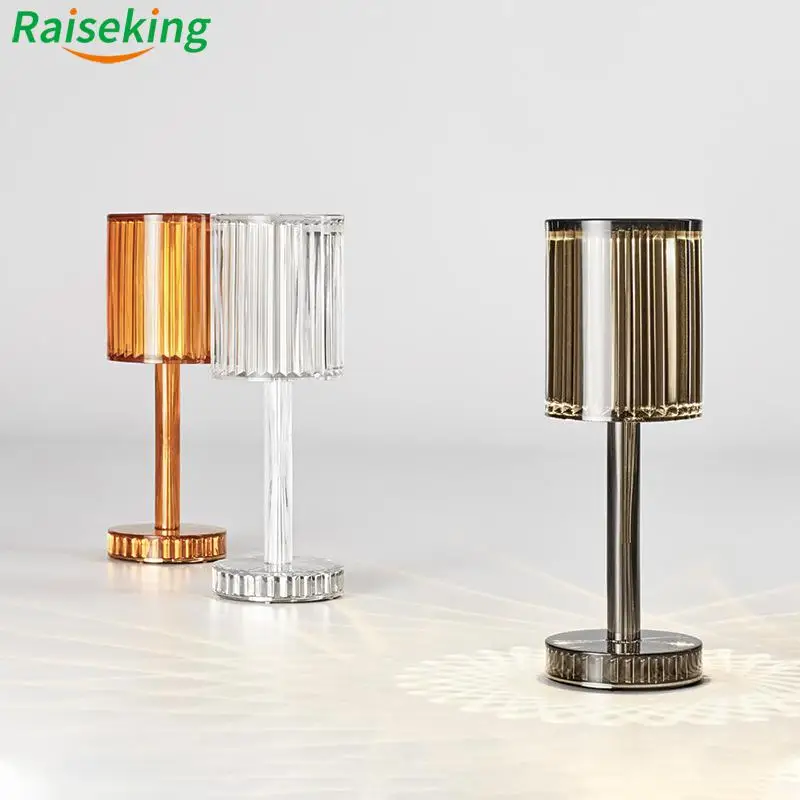 New Design Home Decoration Acrylic Transparent Crystal Rechargeable Cordless Restaurant Table Lamp With Battery Operated