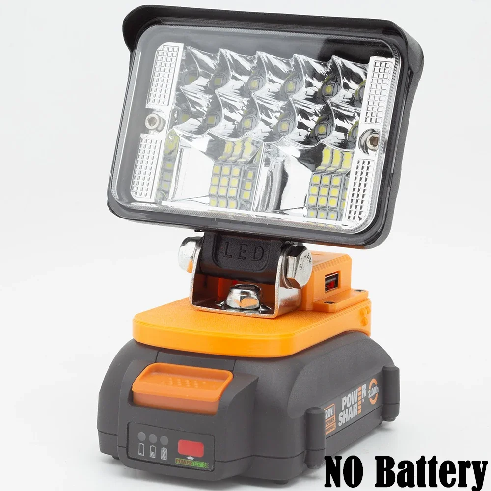 Luz de Trabalho Led sem Fio para Bateria de Íon-lítio Worx 20v com Usb Qc3.0 Recarregável Portátil Luz de Emergência Externa sem Bateria