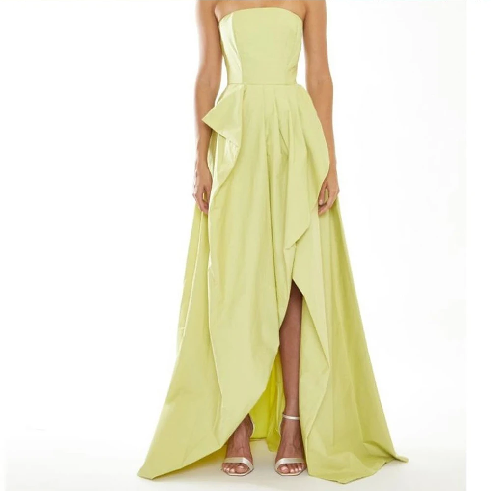 

Strapless Straight Jersey Pleats Sleeveless Floor Length Sweep Train Solid Color Elegant Dresses For Formal Occasions Modern