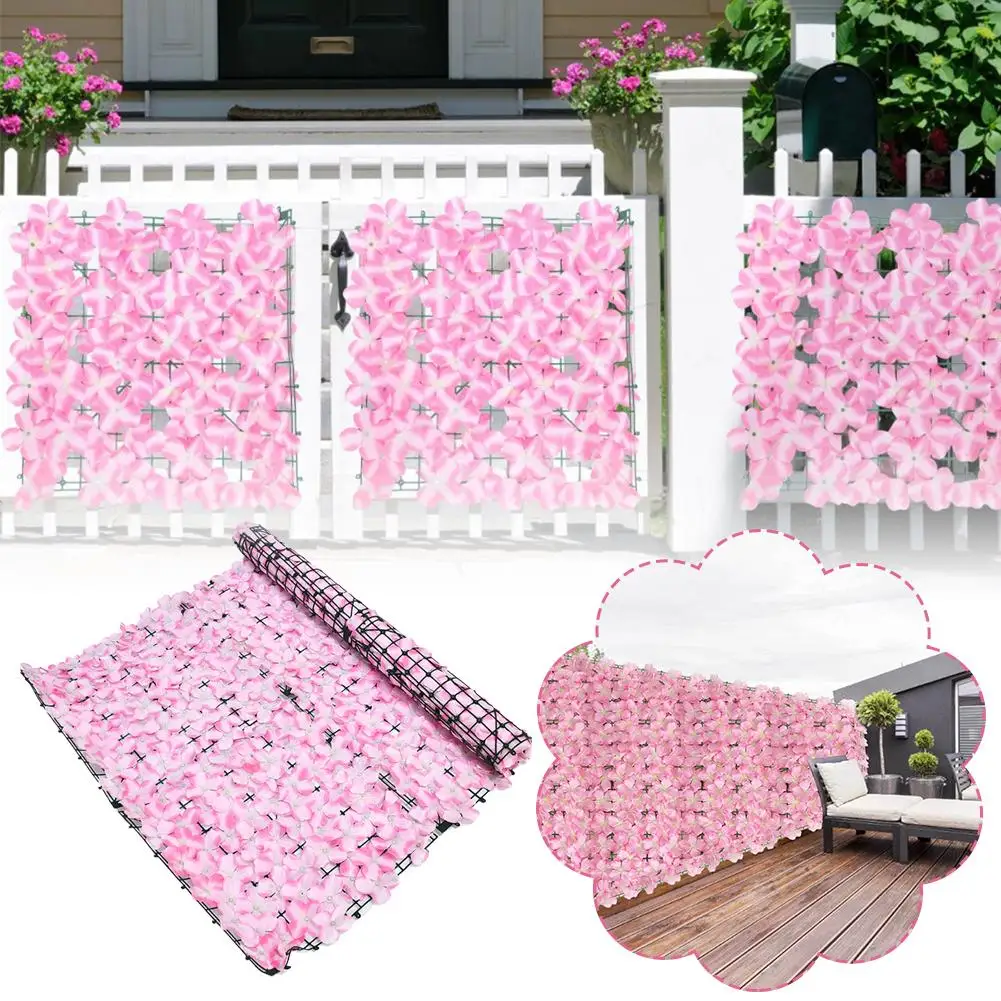 

Artificial Flower Panels Wall Hedge Retractable Fence For Wedding Simulation Trellis With Leaves Backdrop Garden Balcony Decor