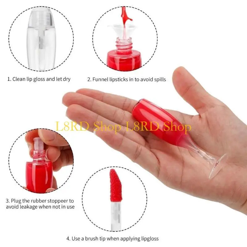 L8RD 24 ชิ้นหลอดลิปกลอสเปล่า 8ml แก้วไวน์รูปลิปบาล์มคอนเทนเนอร์สำหรับผู้หญิง