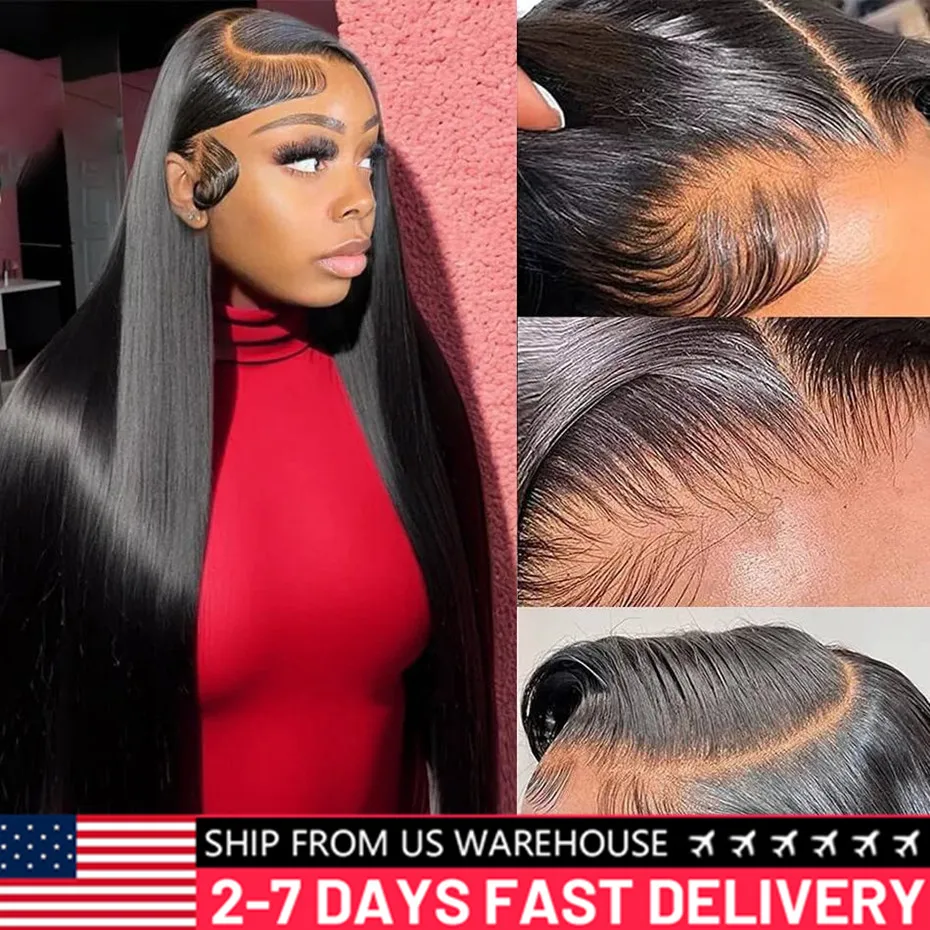 Straight Lace Front Wigs 13x6 HD Transparent Lace Frontal Wig PrePlucked Remy 13x4 Brazilian Human Hair Wigs For Women 30 38Inch