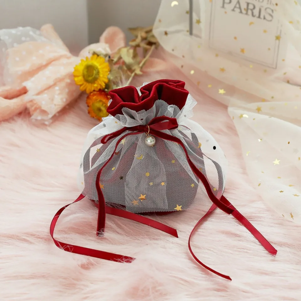 10/30/50 Stück Samtbeutel mit Kordelzug, grünes Band, Aufbewahrungsbeutel für Hochzeit, Party, Süßigkeiten, Geschenkverpackung, Heimbedarf – Detail 15