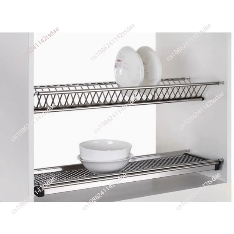 

Household kitchen special built-in double shelf dish rack cabinet storage 201 stainless steel drain rack hardware