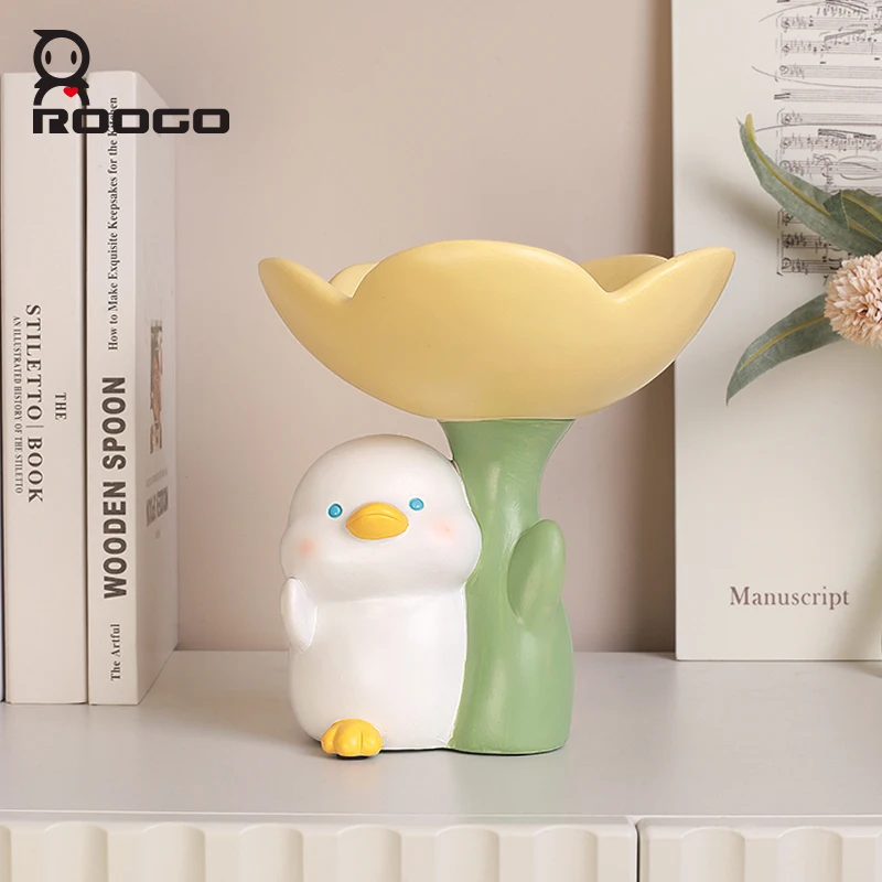 Roogo Figurine Large Sundries Container Storage Tray Cute Animal Resin Ornaments Crafts Modern Minimalist Decoration Home Weddin